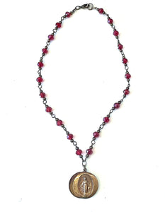 SLIDE MADONNA RED CRYSTAL NECKLACE