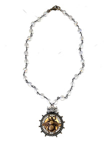 Jeweled Honey Bee Charm Necklace