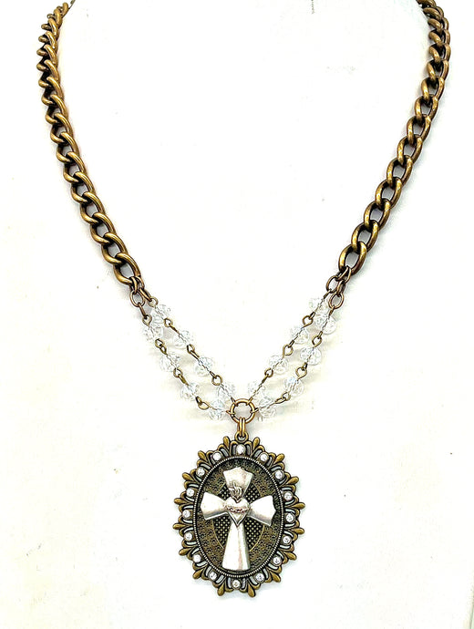 Jeweled Cross Pendant Necklace