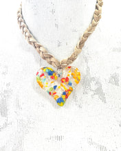 Glass Heart Necklace on Braided Leather