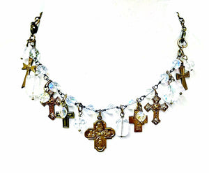 Crosses and Crystals Convertible Bracelet/Necklace