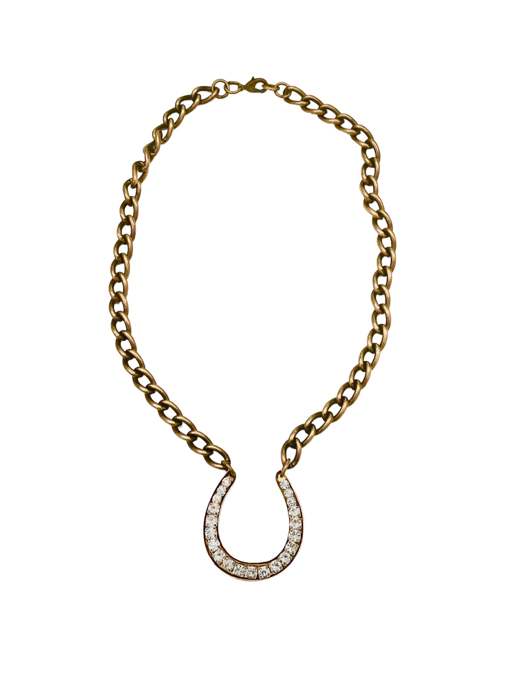 Jeweled Horseshoe Necklace on Chunky Chain