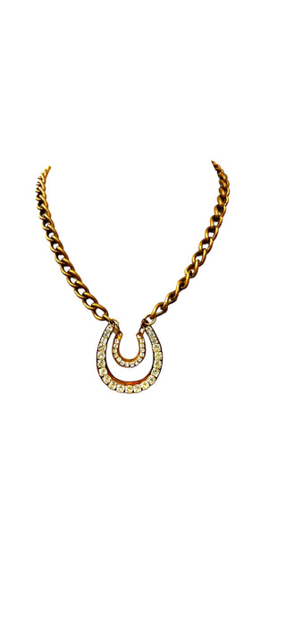 Jeweled Double Horse Shoe One of A Kind Necklace