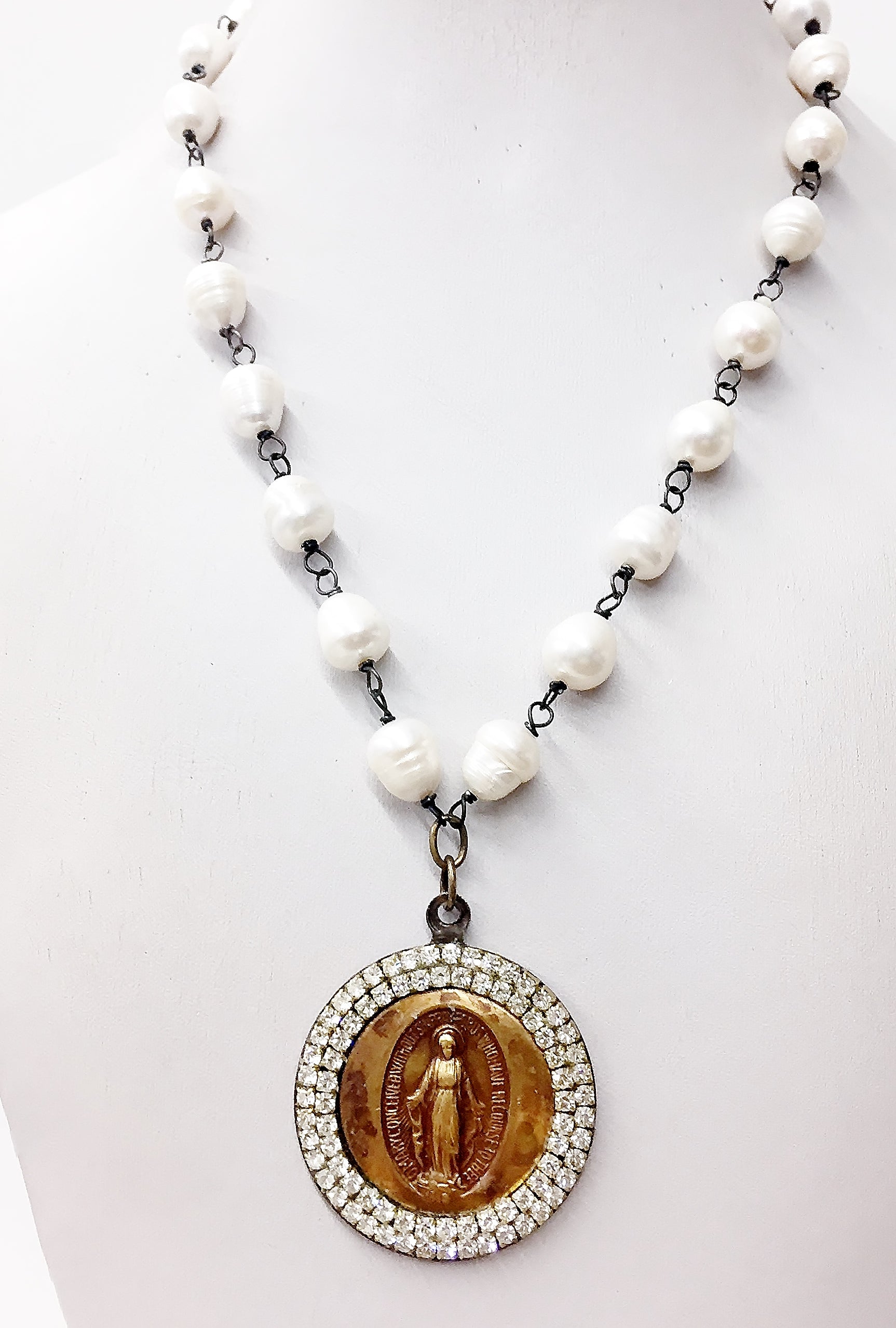 Jeweled Madonna Medallion Necklace