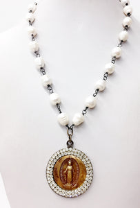 Jeweled Madonna Medallion Necklace
