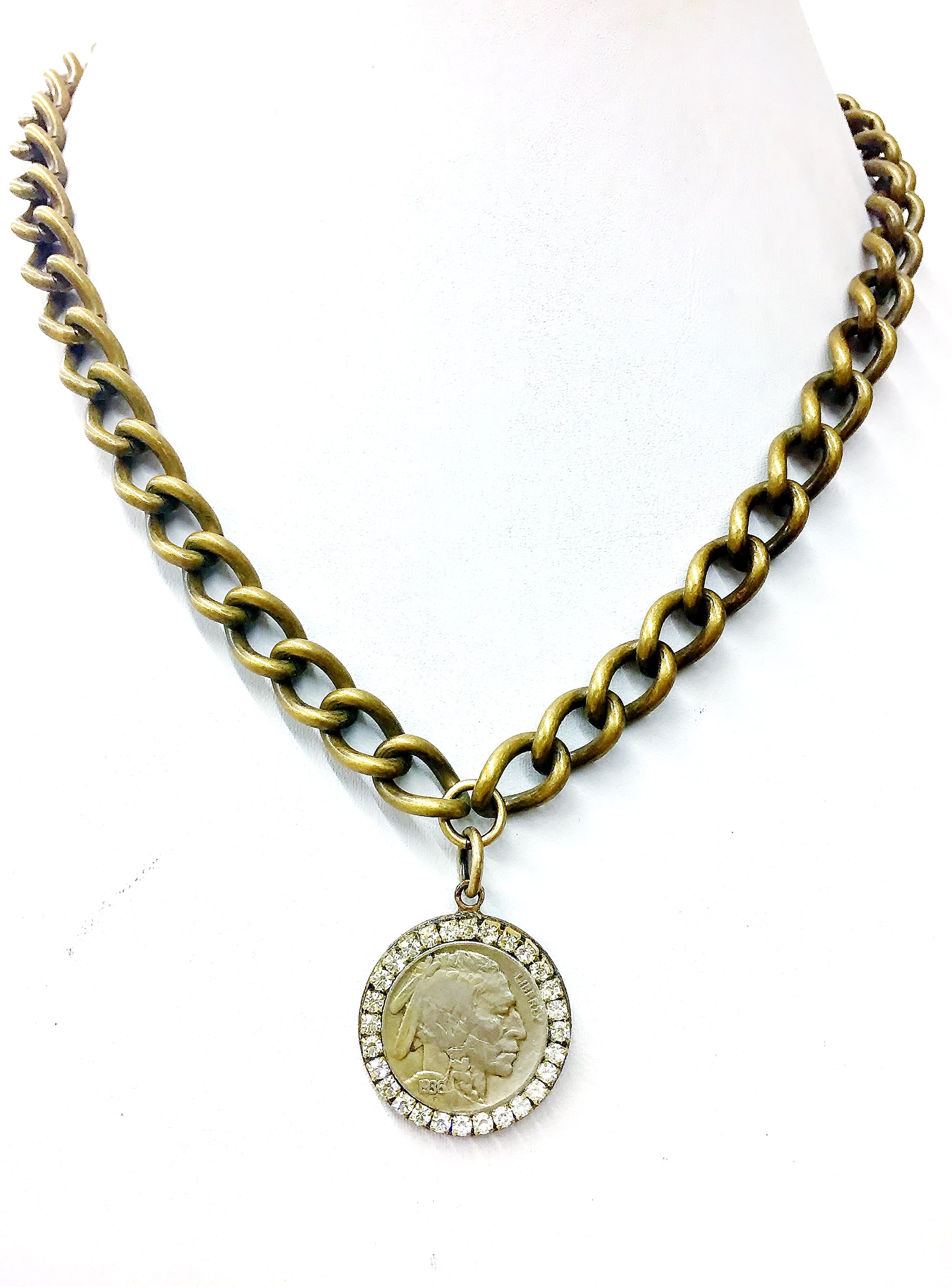 Jeweled Indian Nickel Necklace