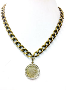 Jeweled Indian Nickel Necklace