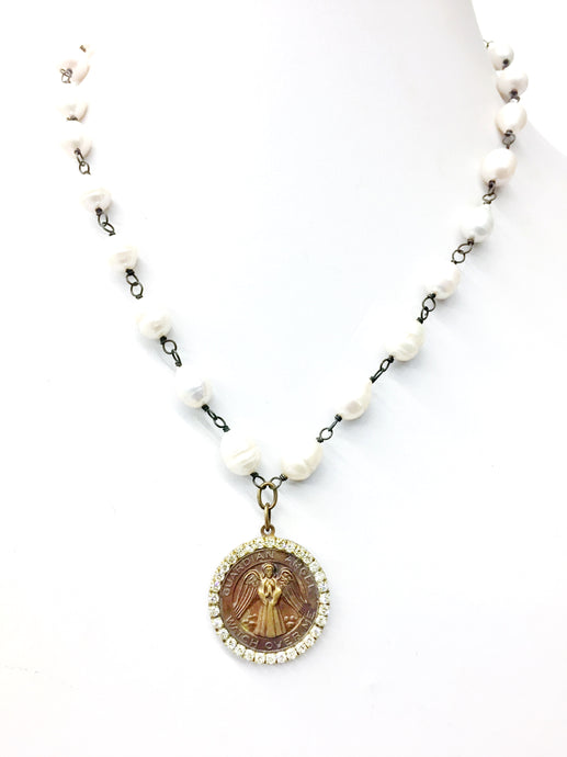 JEWELED GUARDIAN ANGEL PENDANT  NECKLACE