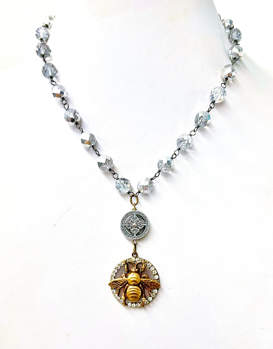 Platinum Bee Necklace