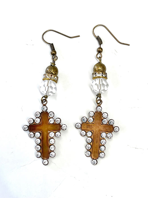 Jeweled Cross Earrings