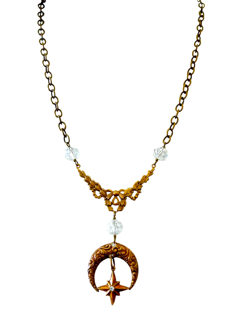 Moon and Star Filigree Necklace